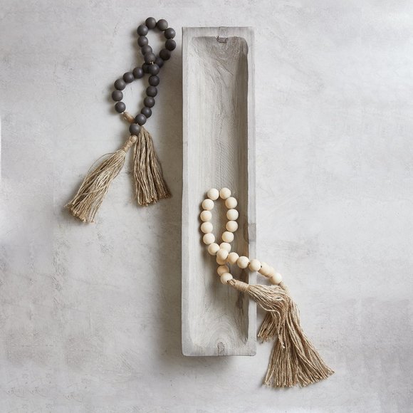 Santa Barbara Design Studio Other - **NWT** Set (2) Wood Beads with Jute Tassel Home Decor - Modern Farmhouse